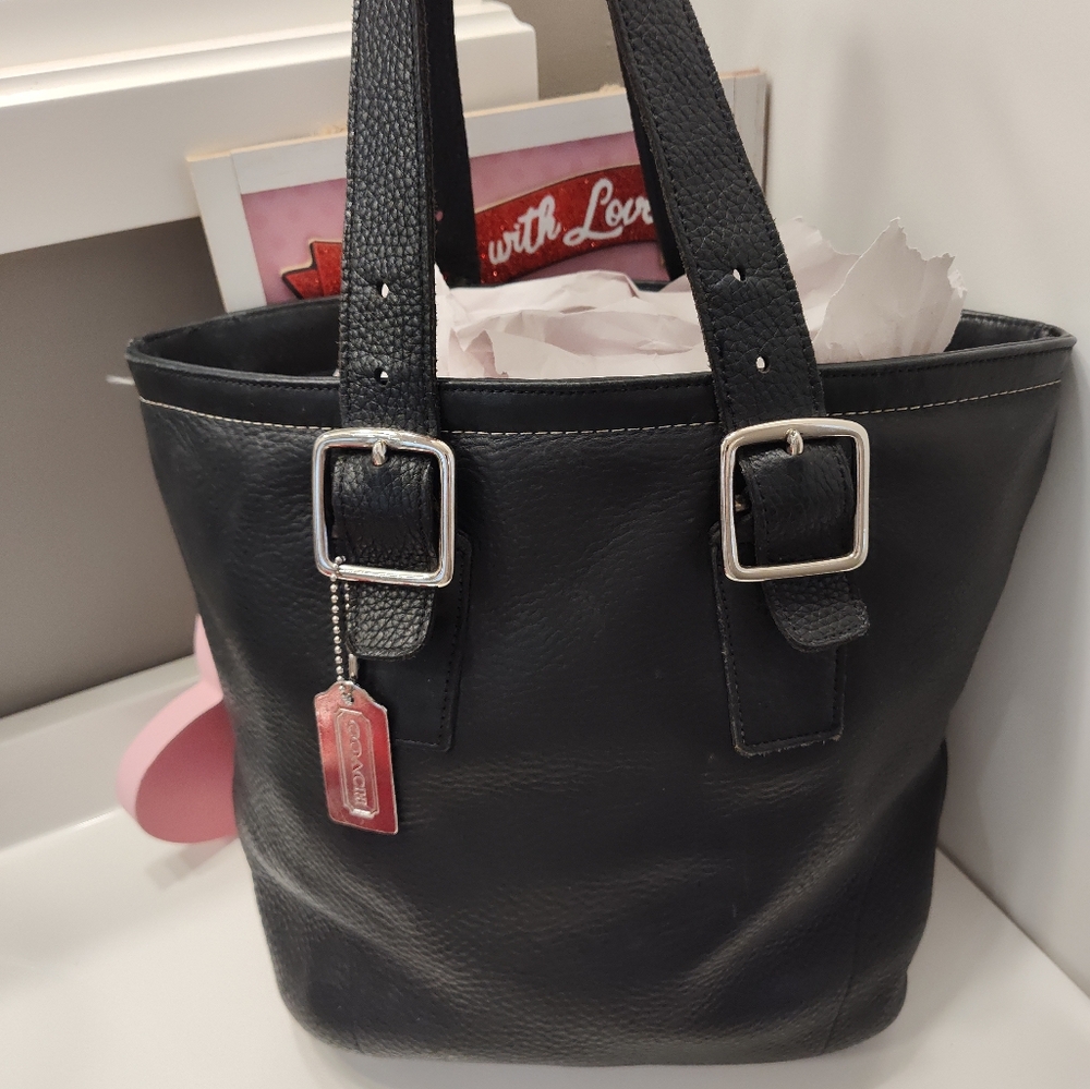 🖤Rare Vintage 90's Coach Hamilton Milbrook Pebbled Leather Shoulder Tote #9600 - Picture 11 of 16